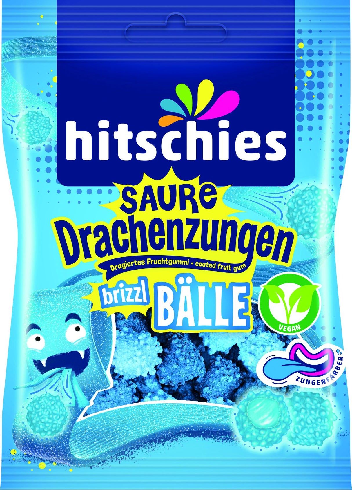 Hitschies Saure Drachenzung.brizzl Bälle blau 100g