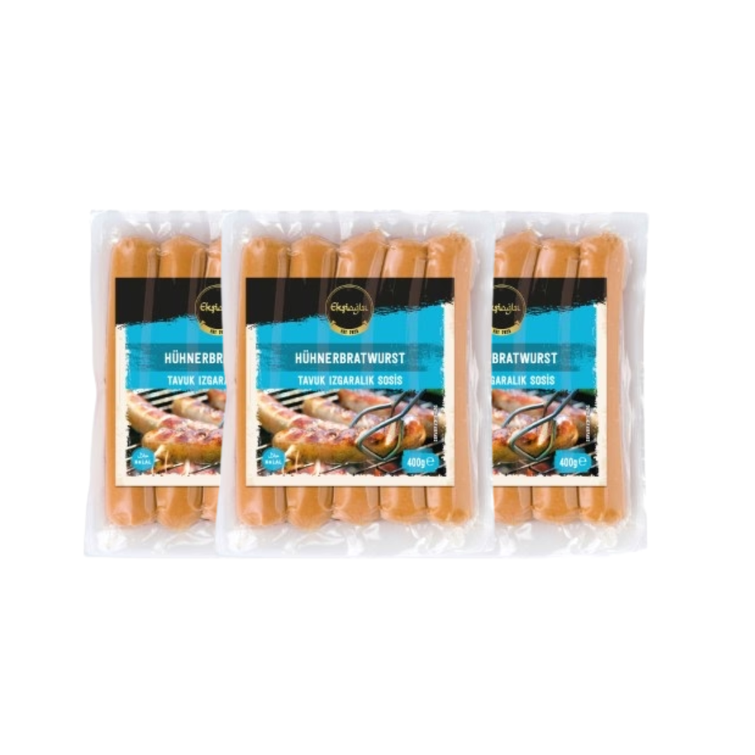 Eksioglu Sosis – Hühnerbratwurst 400g 3er Bundle MHD 19.05.2026